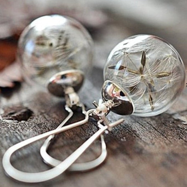 Silver Dandelion Pendant Earring