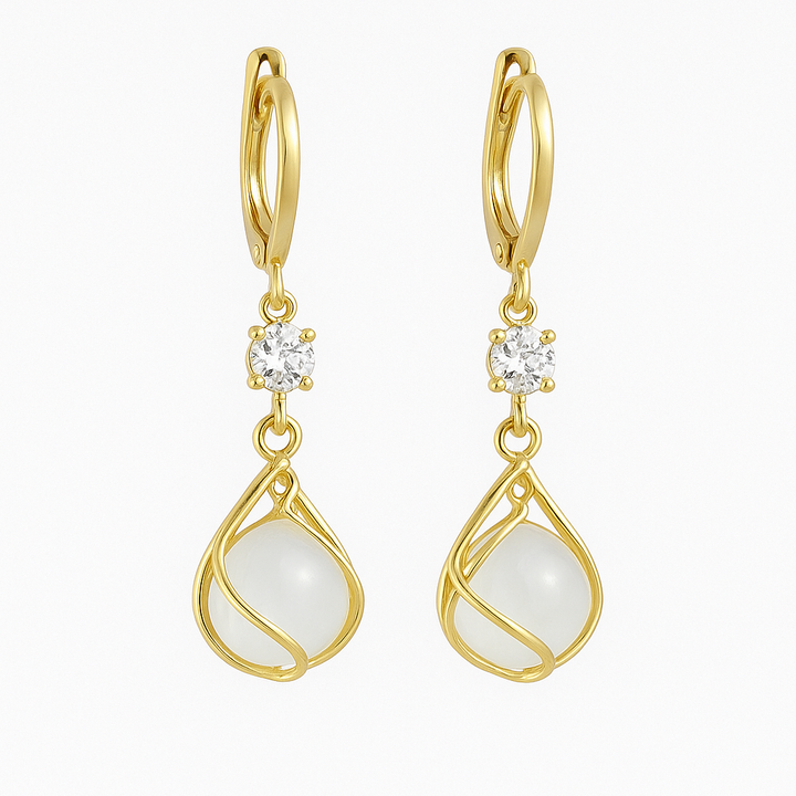 Vintage Wit Opal Dangle Gold Earrings