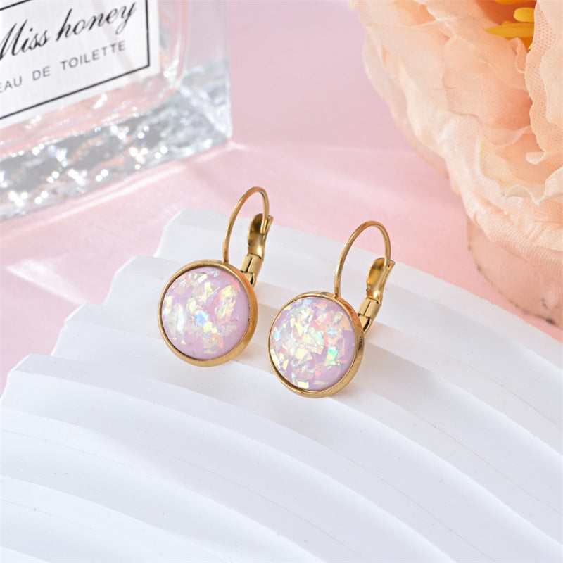 Vintage Opal Stone Gold Earrings