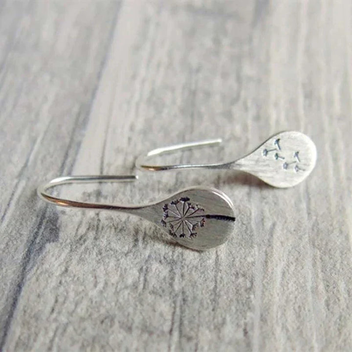 Silver Dandelion Leaf Earrings
