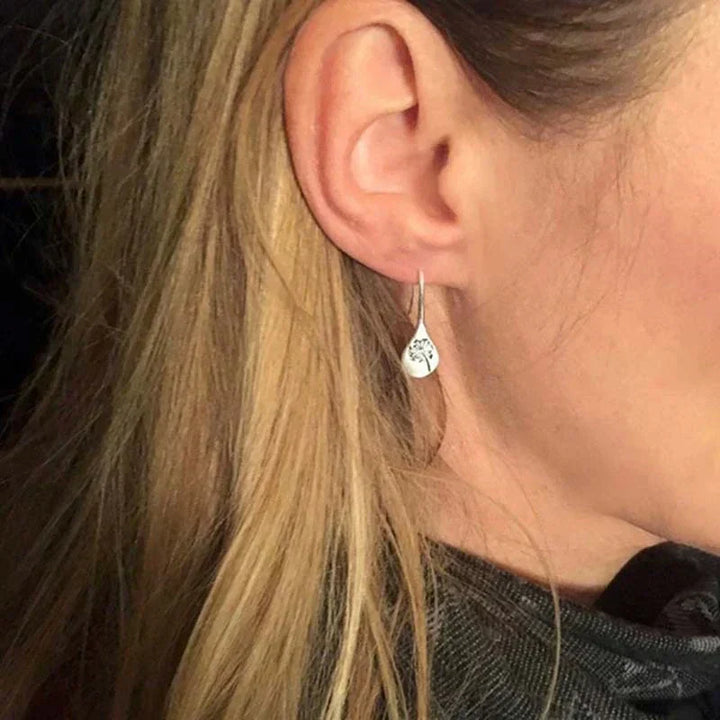 Silver Dandelion Leaf Earrings
